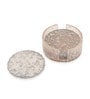 Set Of 4 Grey Resin Silver Petal Coaster