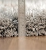 Silver Polyester Shaggy 5' x 3' Hand tufted Carpet