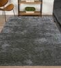 Silver Polyester Shaggy 5' x 3' Hand tufted Carpet