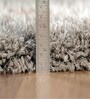 Silver Polyester Shaggy 6' x 4' Hand tufted Carpet