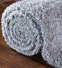 Silver Polyester Shaggy 6' x 4' Hand tufted Carpet