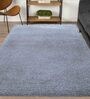 Silver Polyester Shaggy 7' x 5' Hand tufted Carpet