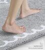 Silver Polyester Machine Made 85x55 cm Bath Mat