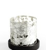 Silver Rose Tealight Candle Holder with Wood Base