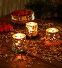 Silver Rose Tealight Candle Holder with Wood Base