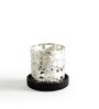 Silver Rose Tealight Candle Holder with Wood Base