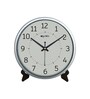 Silver Round 8 Inches Plastic Table Clock