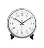 Silver Round 8 Inches Plastic Table Clock