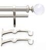 Silver Satin 36 Inch expandable to 66 Inch Stainless Steel Curtain Rod with Bracket