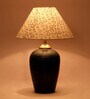 White & Silver Shade Table Lamp With Terracotta Base
