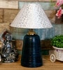White & Silver Shade Table Lamp With Terracotta Base