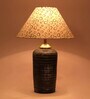 White & Silver Shade Table Lamp With Terracotta Base