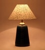 White & Silver Shade Table Lamp With Terracotta Base