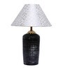 White & Silver Shade Table Lamp With Terracotta Base