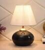 Silver Shade Table Lamp With Black Terracotta Base