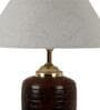Silver Shade Table Lamp With Brown Terracotta Base