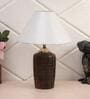 Silver Shade Table Lamp With Brown Terracotta Base