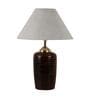 Silver Shade Table Lamp With Brown Terracotta Base