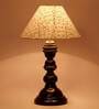 Gerard Silver Fabric Shade Night Lamp With Wood Base