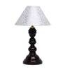 Gerard Silver Fabric Shade Night Lamp With Wood Base