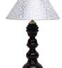 Gerard Silver Fabric Shade Night Lamp With Wood Base