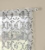 Grey Traditional Polyester 5 Ft Sheer Eyelet Window Curtains (Set of 2)