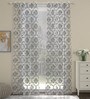 Grey Traditional Polyester 5 Ft Sheer Eyelet Window Curtains (Set of 2)