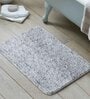 Silver Solid Shaggy Polyester 24x16 Inches AntiSkid Bath Mat