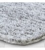 Silver Solid Shaggy Polyester 24x16 Inches AntiSkid Bath Mat