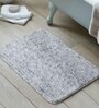 Silver Solid Polyester 28x20 Inches AntiSkid Bath Mat