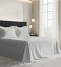 Silver Solid 1000 TC Cotton Super King Sized Bedsheet with 4 Pillow Covers