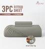 Silver Solid 400 TC Cotton King Sized Fitted sheet with 2 Pillow Covers
