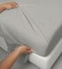 Silver Solid 400 TC Cotton Single Sized Bedsheet with 1 Pillow Cover