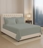 Silver Solid 400 TC Cotton Super King Sized Bedsheet with 4 Pillow Covers