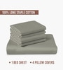 Silver Solid 400 TC Cotton Super King Sized Bedsheet with 4 Pillow Covers