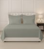 Silver Solid 400 TC Cotton Super King Sized Bedsheet with 4 Pillow Covers