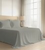 Silver Solid 600 TC Cotton Super King Sized Bedsheet with 4 Pillow Covers