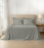 Silver Solid 600 TC Cotton Super King Sized Bedsheet with 4 Pillow Covers