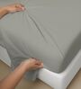 Silver Solid 600 TC Cotton Super King Sized Bedsheet with 4 Pillow Covers