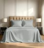 Silver Solid 800 TC Cotton Super King Sized Bedsheet with 4 Pillow Covers