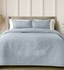 Silver Solid GSM 300 Pure Cotton King Size Bedcover With 2 Pillow Covers