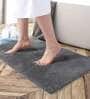 Silver Solid Microfibre 30x18 Inches AntiSkid Bath Mat
