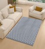 Silver Solid Polyester 3 X 5 Feet Turtle Fur Machine Made Carpet