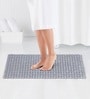 Silver Solid PVC 32x14 Inches Antiskid Shower Bath Mat