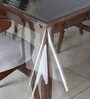 Silver Solids 1 Pc PVC 4 Seater Embellished Dining Table Cover