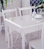 Silver Solids 1 Pc PVC 4 Seater Embellished Dining Table Cover