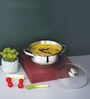 Silver Stainless Steel 1.3 ltr Induction & Gas Compatible Sandwich Bottom Handis with Glass Lid