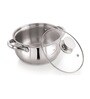 Silver Stainless Steel 1.3 ltr Induction & Gas Compatible Sandwich Bottom Handis with Glass Lid