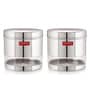 Silver Stainless Steel 1100 ml Mouth See Through Storage Container (Set of 2 )
