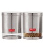 Silver Stainless Steel 1350 ml Mouth See Through Storage Container (Set of 2 )